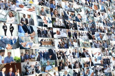 Bir sürü çok kültürlü iş kolajı bazı resimlerden yapıldı..