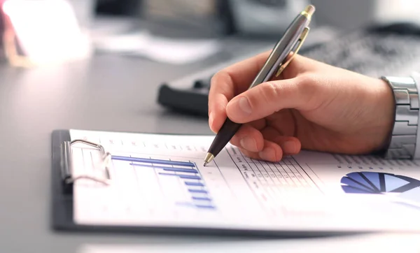 Senhora Negócios Tomando Notas Negócios Escritório — Fotografia de Stock