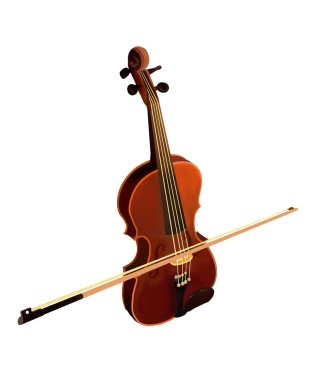 Hand Drawing of Violin on White Background