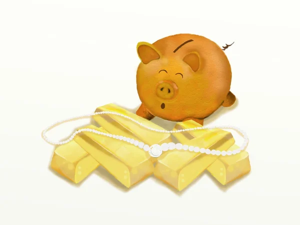 Gold pig — Stock Photo, Image