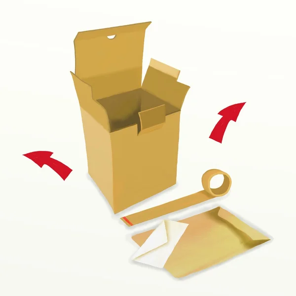 Caixas de papelão e itens de embalagem — Fotografia de Stock