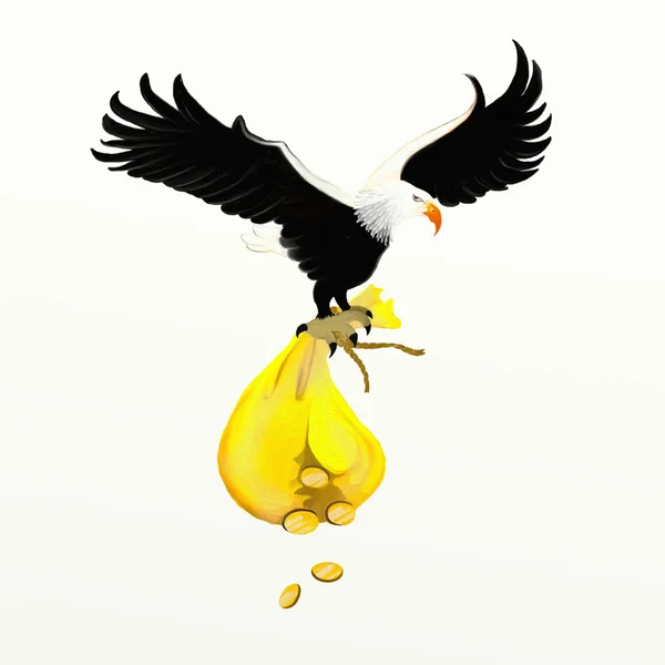 Bolsa de águila y dinero —  Fotos de Stock