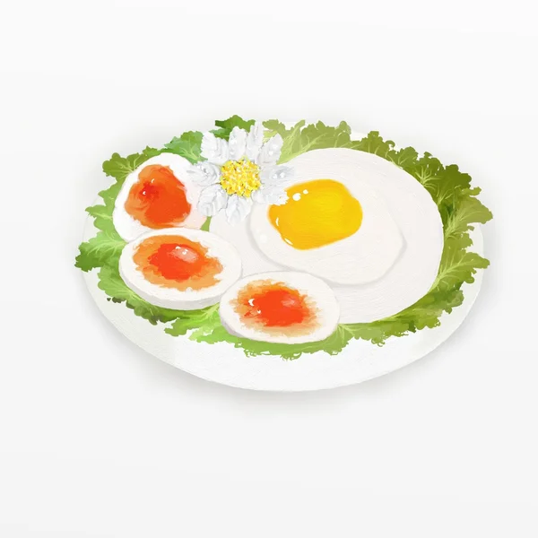 Smažené vejce opečených topinek — Stock fotografie