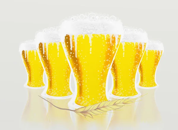Glasses of beer and Barley — Stock Photo, Image