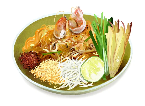 Pad thai noedels met garnalen — Stockfoto