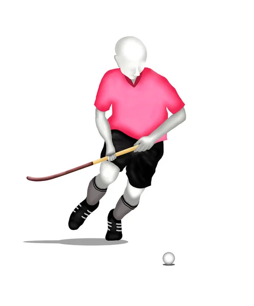 Field hockey : Hockey Player Running and Hits A Ball. — Stock Photo, Image