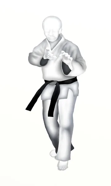 Judo: Jovem Artista Marcial em Posição de Defesa — Fotografia de Stock