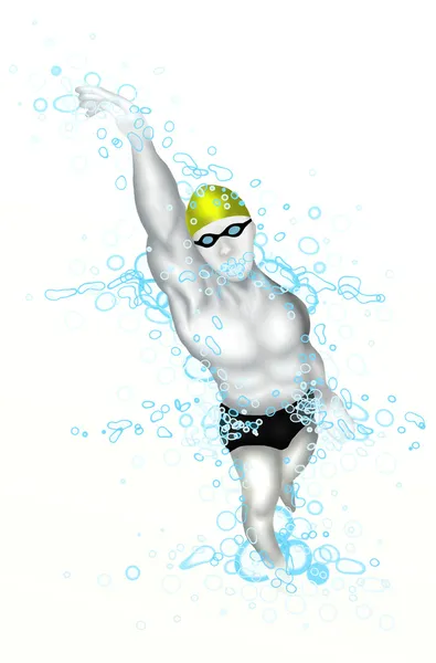 プールでスイミング: 男水泳自由形ストローク — ストック写真