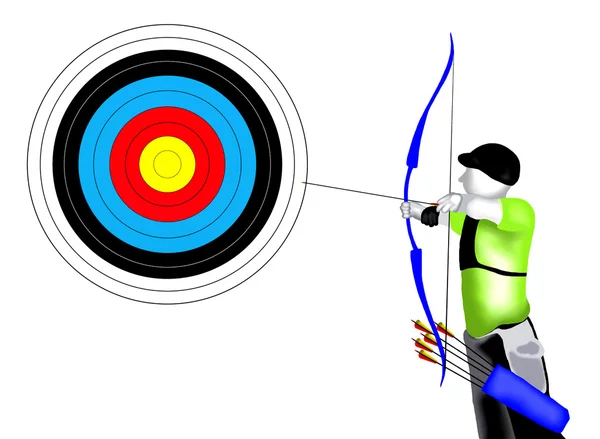Łucznictwo: Archer z łukiem i strzałą — Zdjęcie stockowe