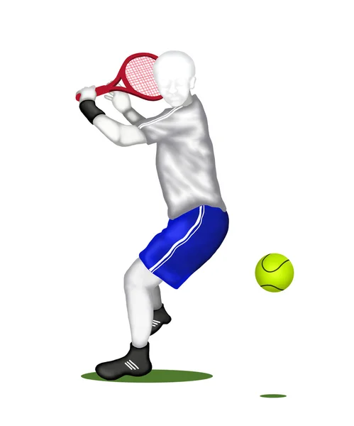 Tennis : A Tennis Player Running and Hits A Ball. — Stock Photo, Image