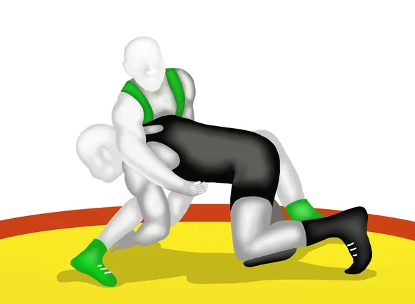 Wrestlingu: Dwa zapaśników zapasy w akcji — Zdjęcie stockowe