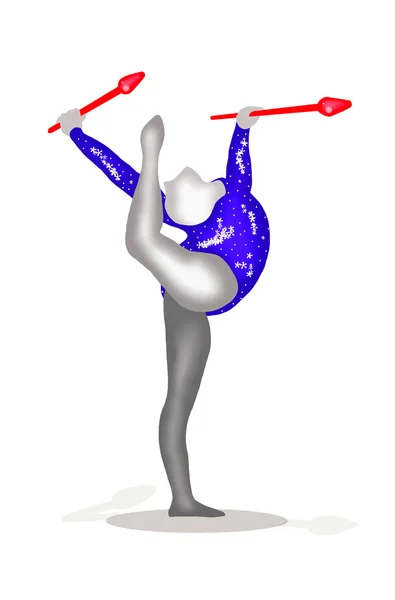 Gymnastics : Gymnast Girl Performing with Club — Stock Photo, Image