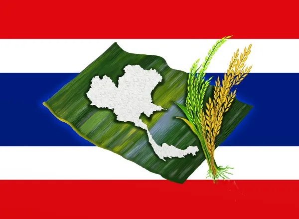 Arroz de jazmín con bandera de Tailandia — Foto de Stock