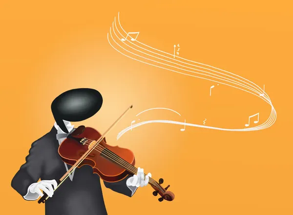 Скрипаль Людина грає скрипку з музичними нотами — стокове фото