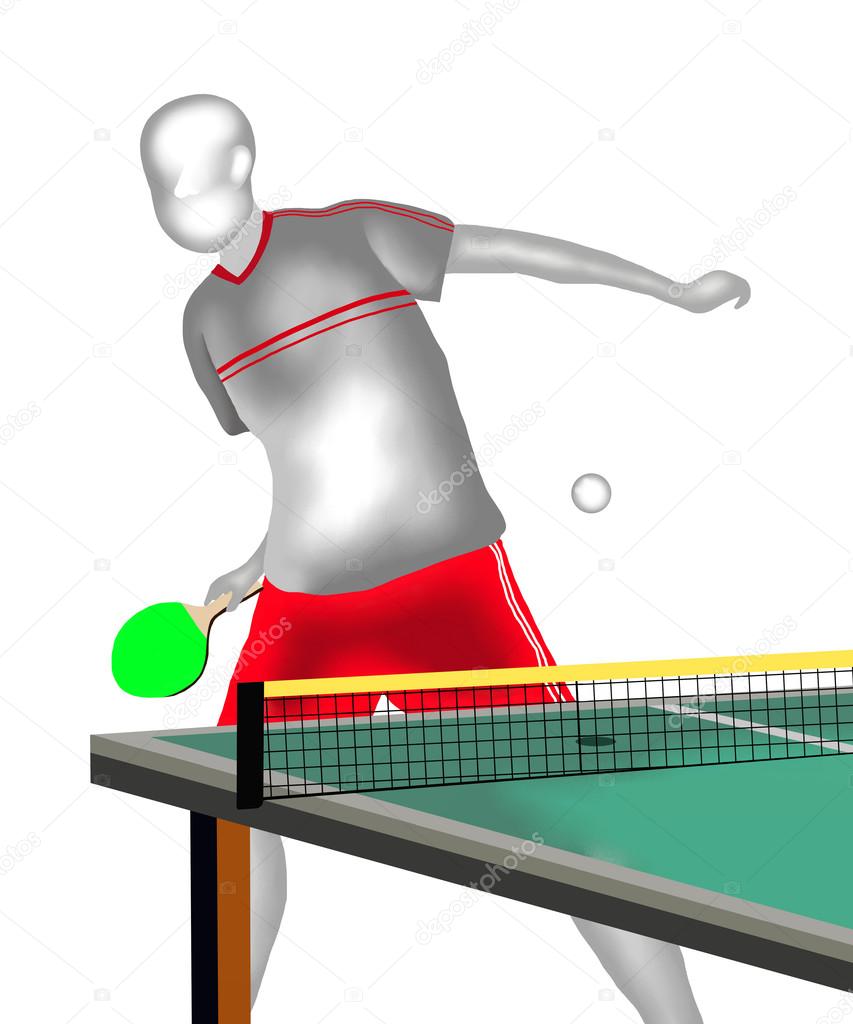 Table Tennis : A Table Tennis Player Hits A Ball