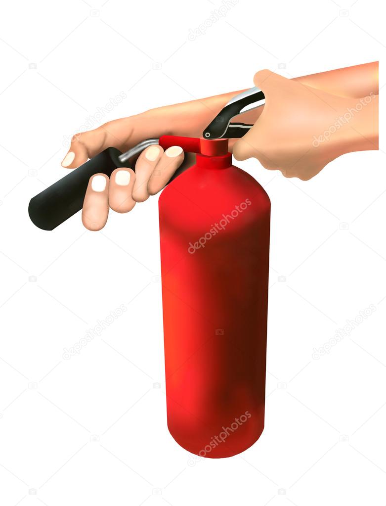 A Man Holding Fire Extinguishers