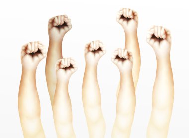 Human Hands Clenched Fists Raised Up in The Air clipart