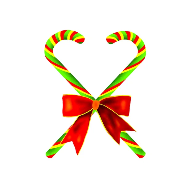 Lovely Candy Canes with Red Bow — Stock Photo, Image