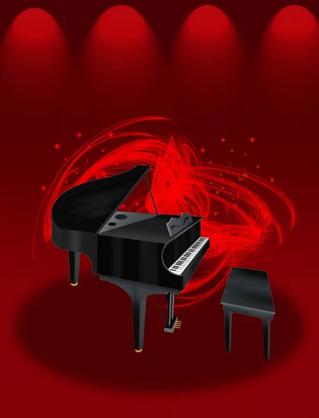 A Beautiful Grand Piano on Red Elegant Theater Stage — Stock Photo, Image