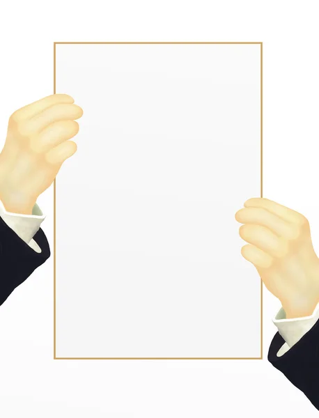 Carta bianca con custodia a mano umana con spazio su copia — Foto Stock