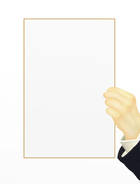 Forretningsmann Showing Blank Paper på næringslivskonferanse – stockfoto