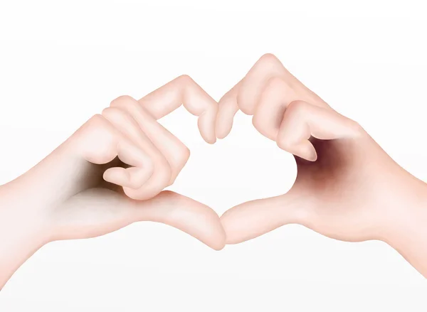 Amoureux montrant un symbole de coeur avec des mains — Photo