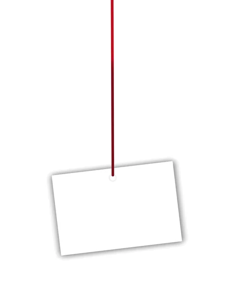 Price Tag, Gift Tag or Blank Business Card Hanging on A Red Rope — Stock Photo, Image