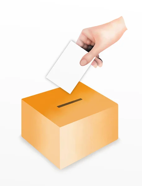 Mão colocando uma votação na urna — Fotografia de Stock