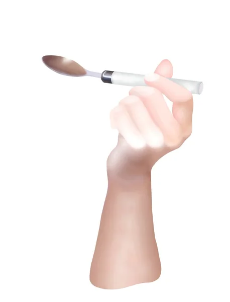 Hand Holding An Empty Tablespoon for Eating — Stock Photo, Image