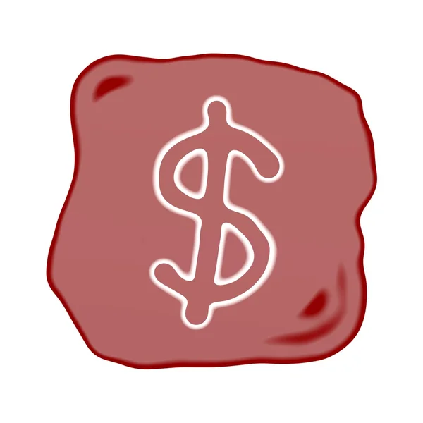 A Reddish Brown Stone of Dollar Sign — Stock Photo, Image