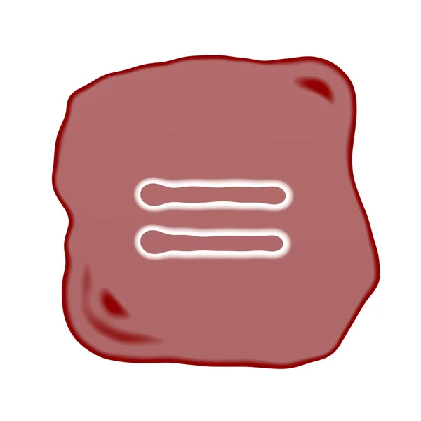 Ein rotbrauner Stein des Gleichheitssymbols — Stockfoto