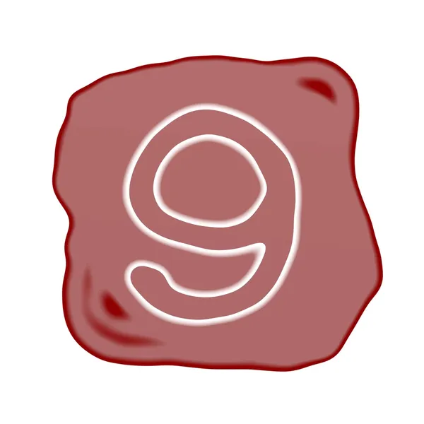 Brązowy czerwony kamień alfabet numer 9 — Zdjęcie stockowe