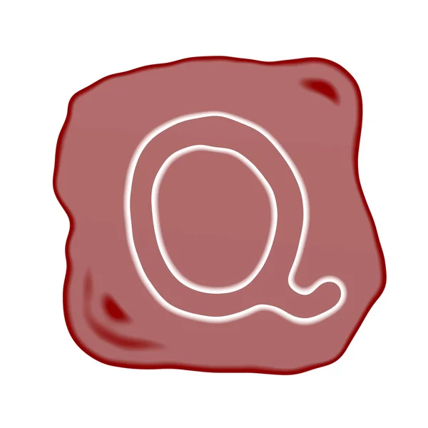 红棕色石的字母表字母 q — 图库照片