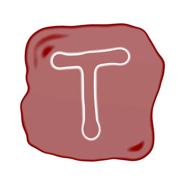 Brązowy czerwony kamień alfabet litery t — Zdjęcie stockowe