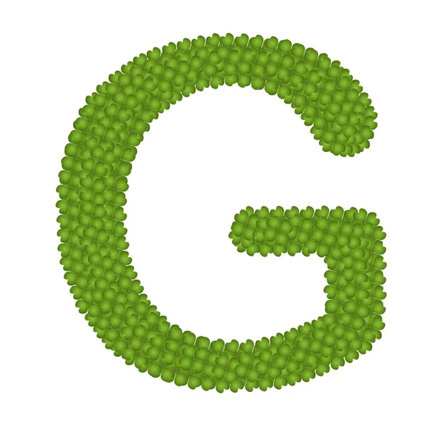 アルファベットの文字の g の四葉のクローバー — ストック写真