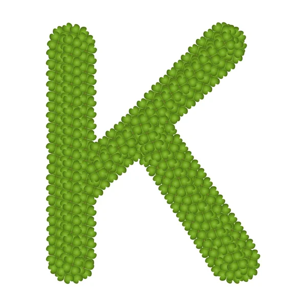 알파벳 편지 K의 네 잎 클로버 — 스톡 사진