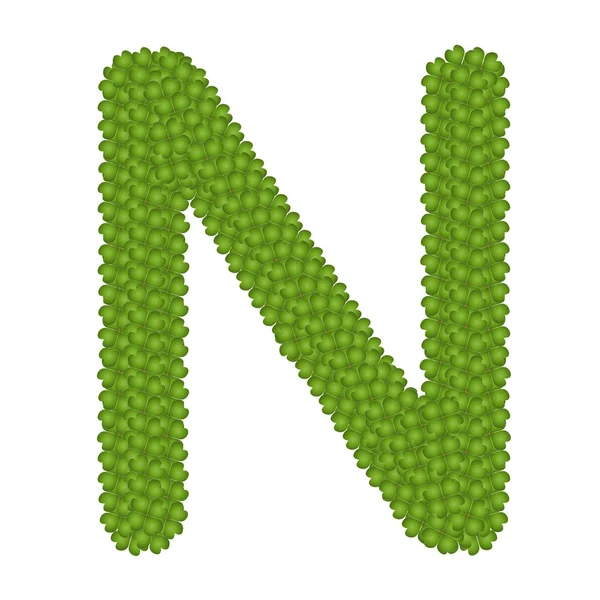 アルファベットの文字の n の四葉のクローバー — ストック写真