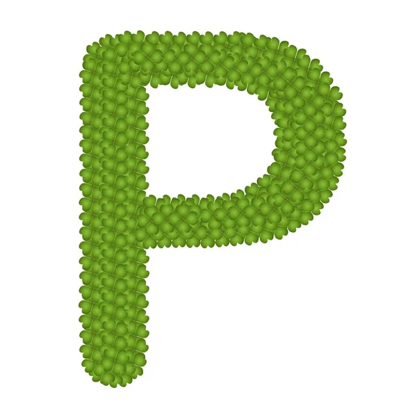 四つ葉クローバーのアルファベットの手紙の p — ストック写真
