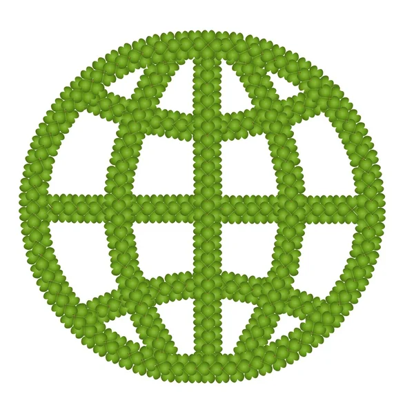 Das Globenschild aus vier Nelkenblättern — Stockfoto
