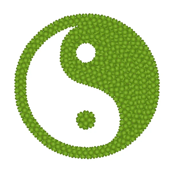 Знак Инь Ян, сделанный из четырех листьев перчатки — стоковое фото