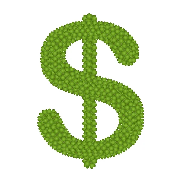 Un clavo de cuatro hojas de signo de dólar — Foto de Stock