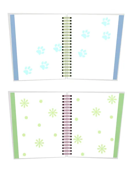 素敵なパターンを持つ 2 つの空白スパイラル メモ帳 — ストック写真