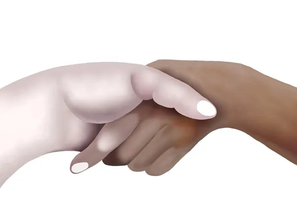 Ручной рисунок двух человек пожимает руки — стоковое фото