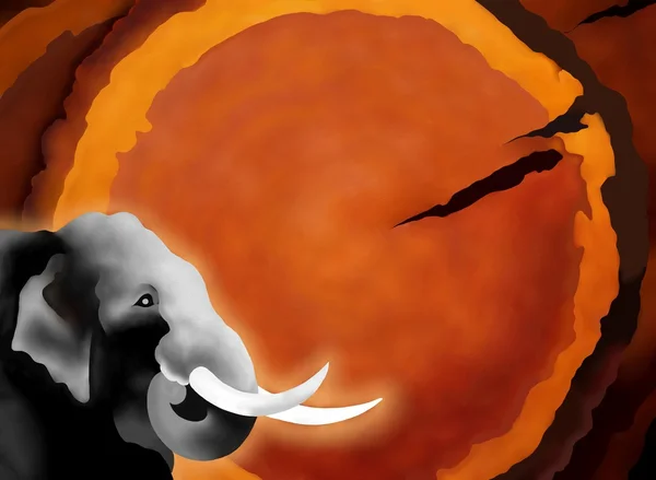 Disegno a mano di elefante su sfondo di legno — Foto Stock