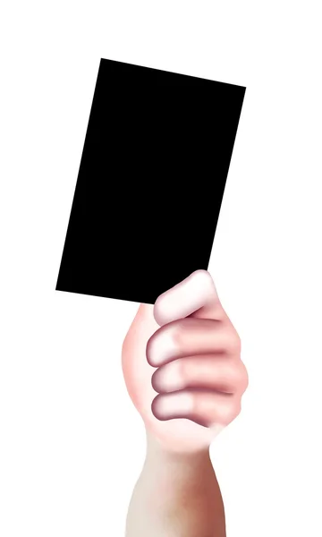 Mão mostrando um branco de cartão preto — Fotografia de Stock