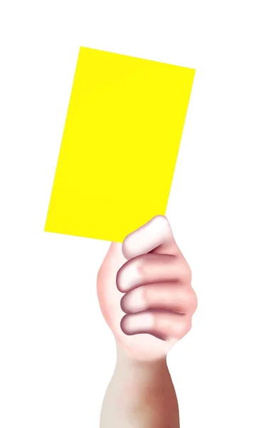 Mostrando una mano en blanco de la tarjeta amarilla — Foto de Stock