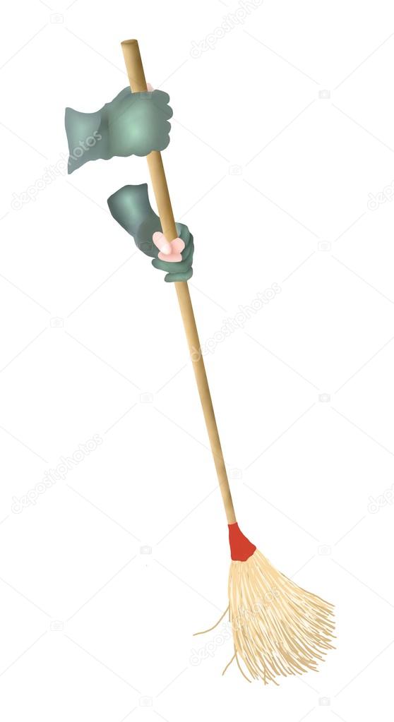 Hand Holding A Broom Sweeping The Floor Stock Photo by ©Iamnee 28574987