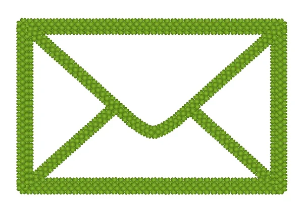 Zarf simgesi yeşil dört yapraklı yonca — Stok fotoğraf