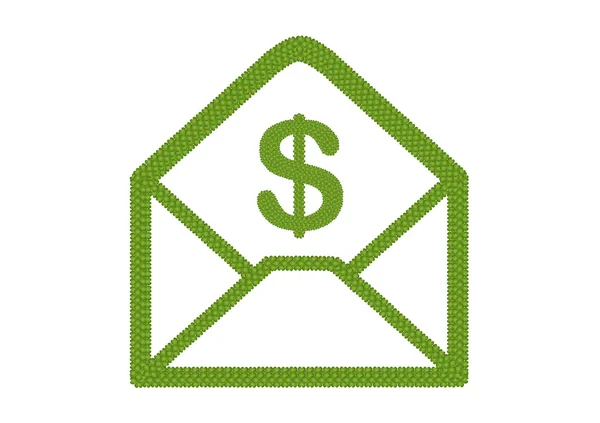 Four Leaf Clover of Open Envelope Icon with Dollar Sign — Stock Photo, Image