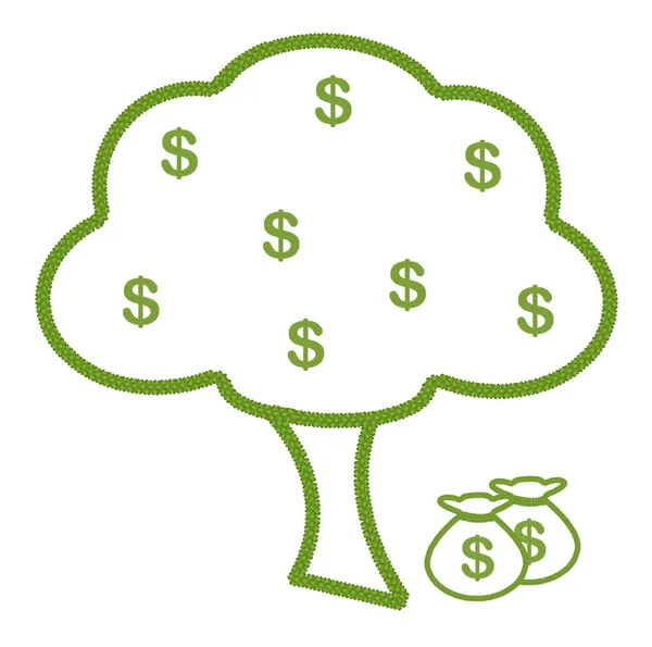 A Tree Made of Four Leaf Clover with Dollar Sign — Stock Photo, Image